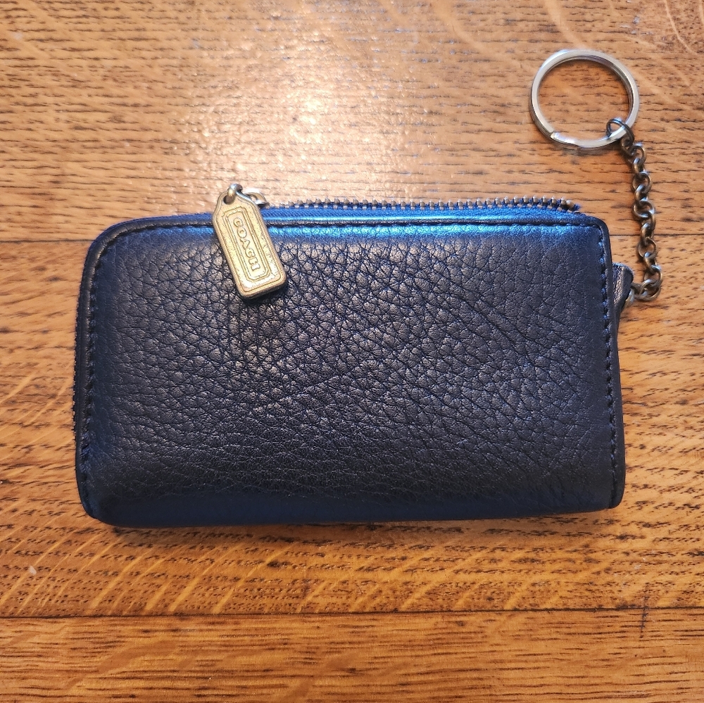 COACH VTG 90S Navy Blue Leather Keychain Wallet Sonoma Collection